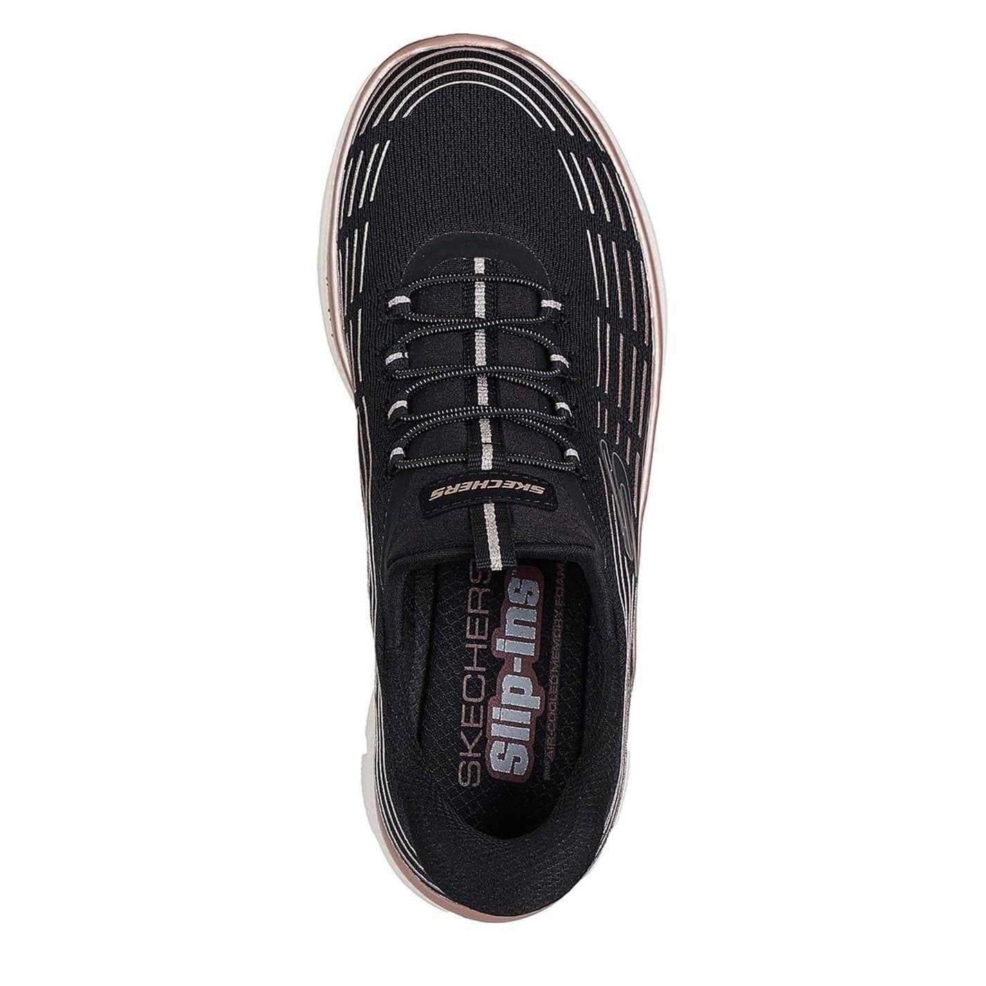Black-Rose - Lifestyle - Skechers Womens-Ladies Glitter Slip-In Trainers
