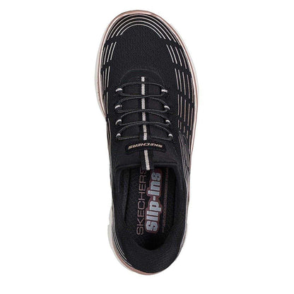 Black-Rose - Lifestyle - Skechers Womens-Ladies Glitter Slip-In Trainers