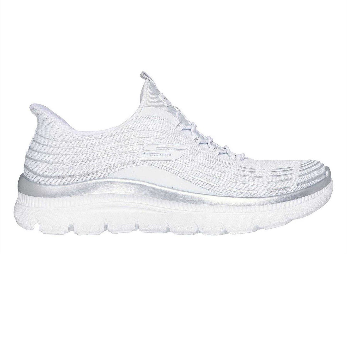 White - Front - Skechers Womens-Ladies Glitter Slip-In Trainers