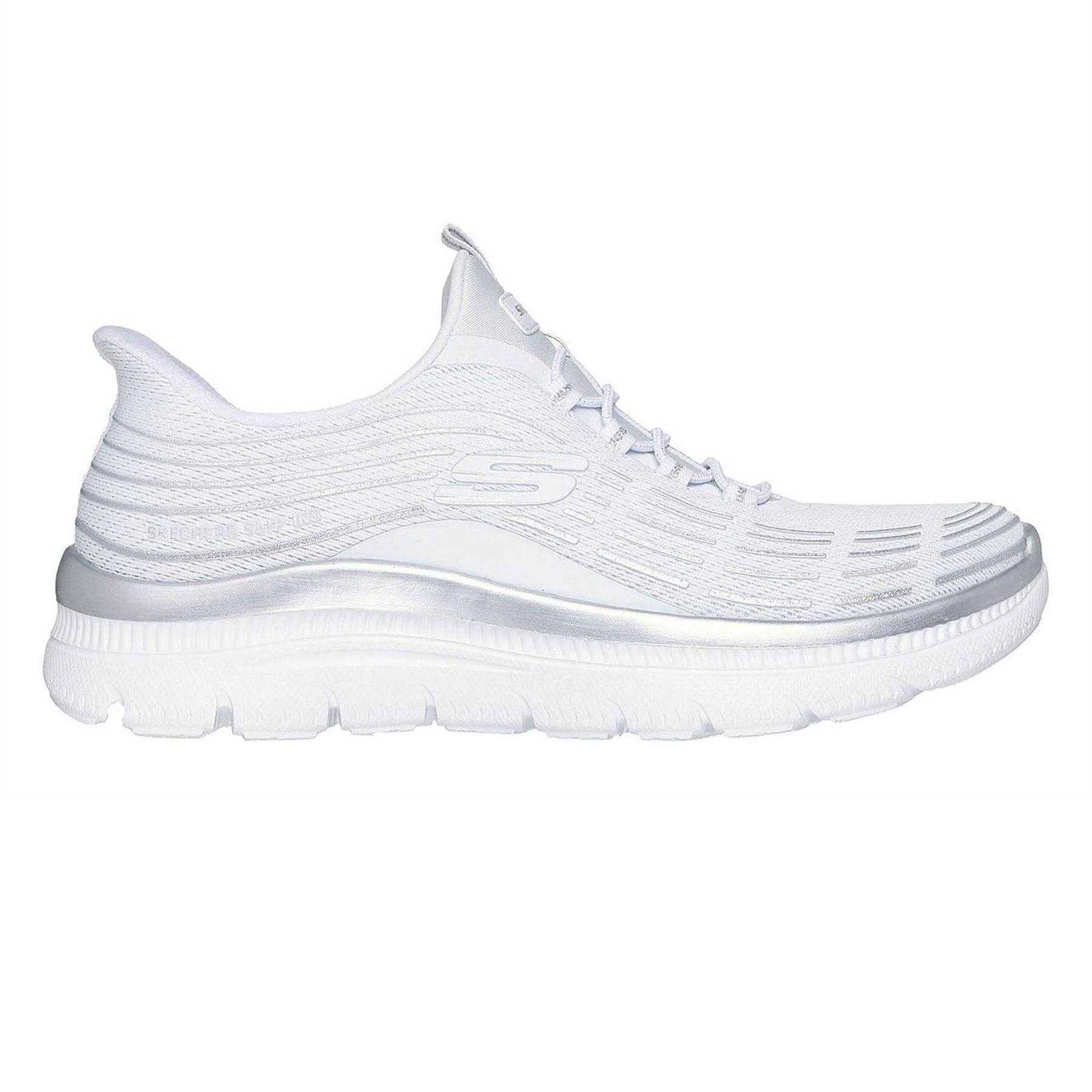 White - Front - Skechers Womens-Ladies Glitter Slip-In Trainers