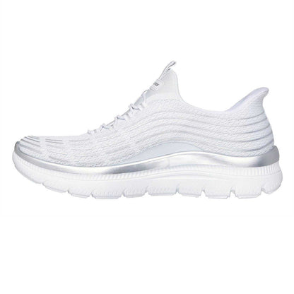 White - Side - Skechers Womens-Ladies Glitter Slip-In Trainers