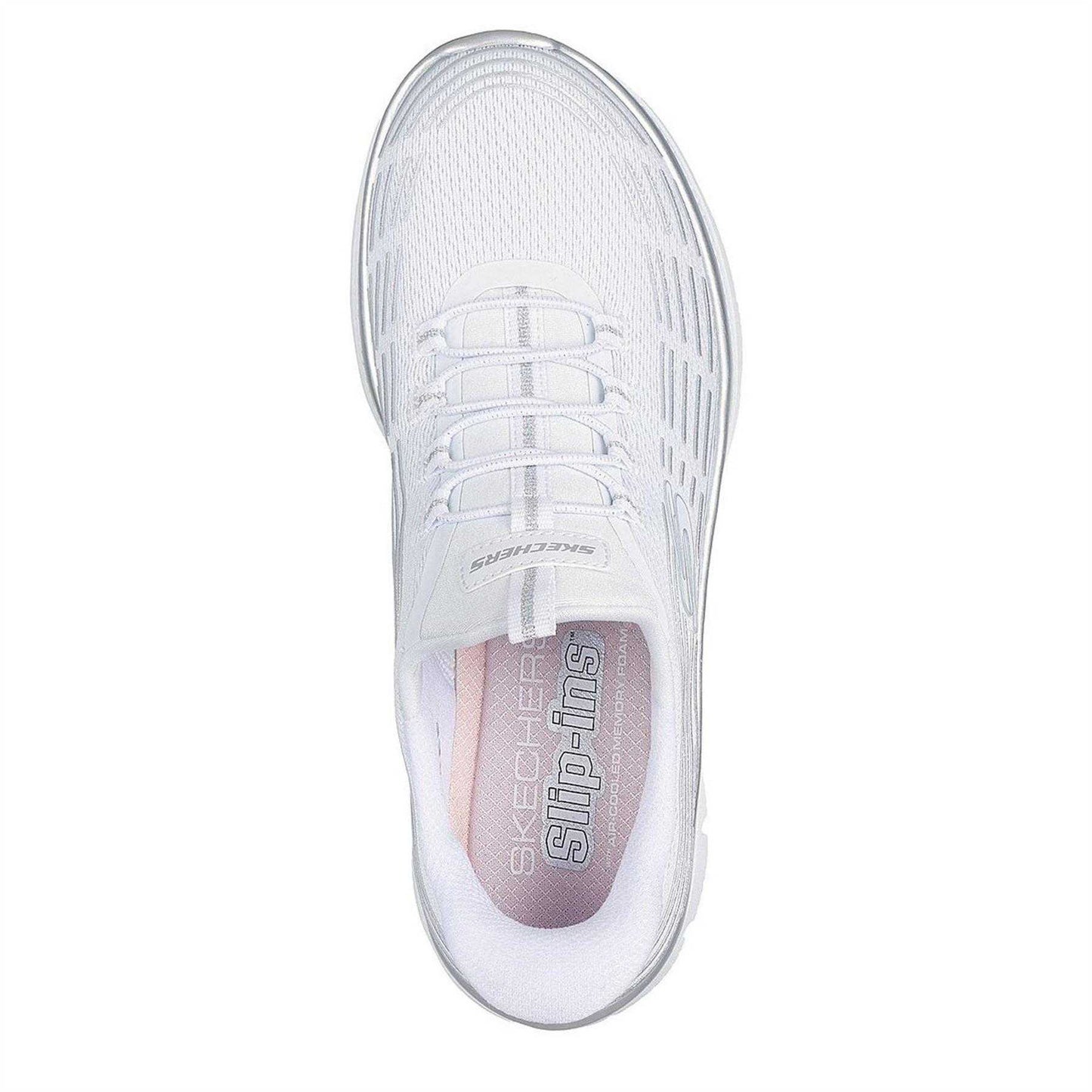 White - Lifestyle - Skechers Womens-Ladies Glitter Slip-In Trainers