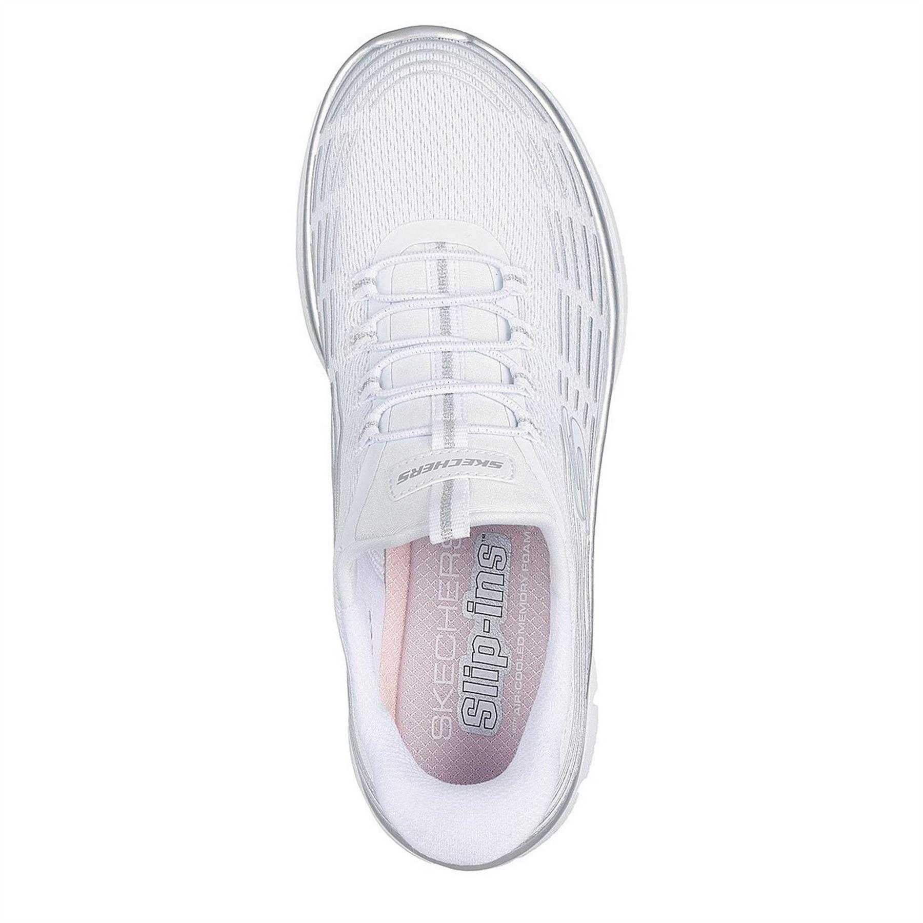 White - Lifestyle - Skechers Womens-Ladies Glitter Slip-In Trainers