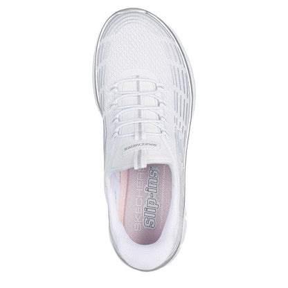 White - Lifestyle - Skechers Womens-Ladies Glitter Slip-In Trainers
