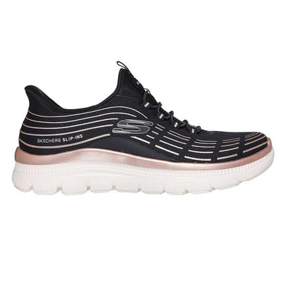Black-Rose - Front - Skechers Womens-Ladies Glitter Slip-In Trainers