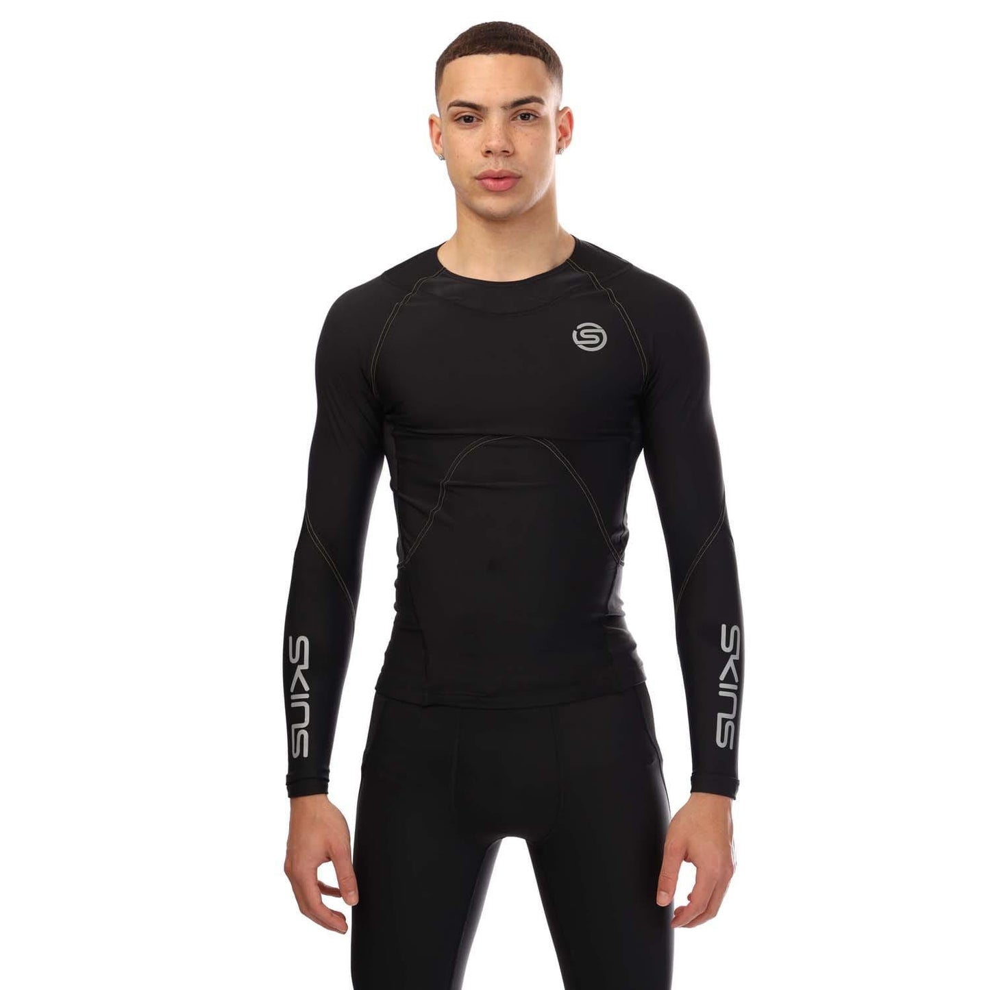 Black - Front - Skins Mens Series-3 Long-Sleeved T-Shirt