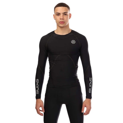 Black - Front - Skins Mens Series-3 Long-Sleeved T-Shirt
