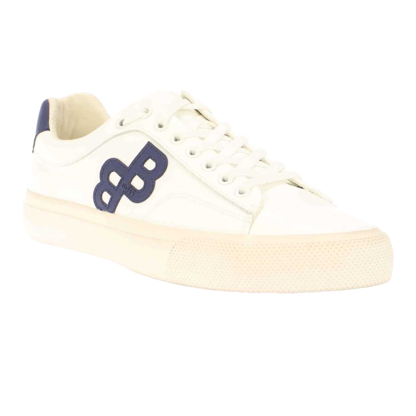 White-Blue - Front - Boss Unisex Adult Aiden Leather Trainers