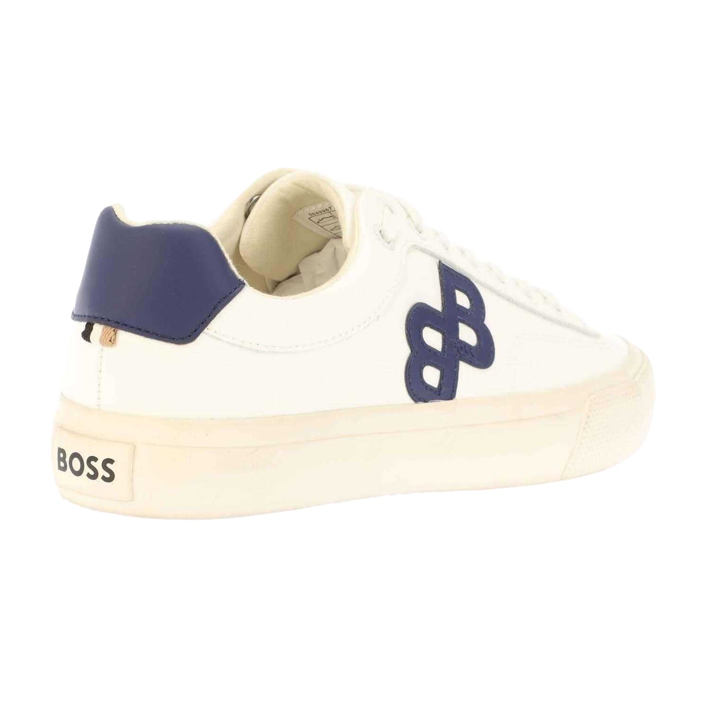 White-Blue - Back - Boss Unisex Adult Aiden Leather Trainers