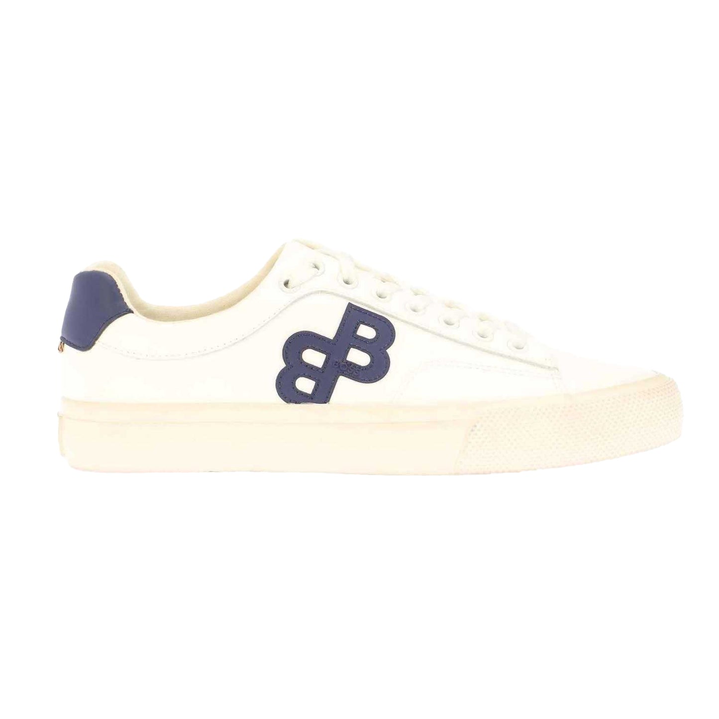White-Blue - Side - Boss Unisex Adult Aiden Leather Trainers