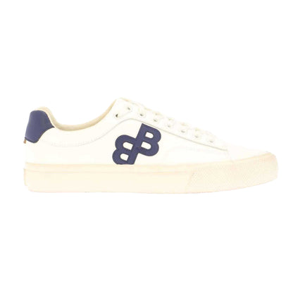 White-Blue - Side - Boss Unisex Adult Aiden Leather Trainers