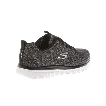 Black-White - Back - Skechers Womens-Ladies Graceful Twisted Fortune Trainers