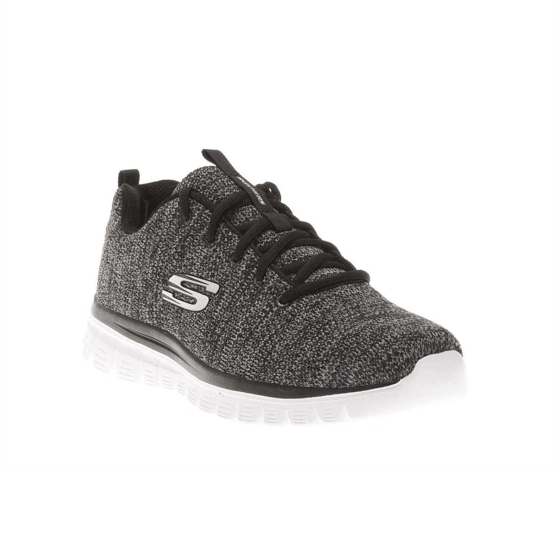 Black-White - Lifestyle - Skechers Womens-Ladies Graceful Twisted Fortune Trainers