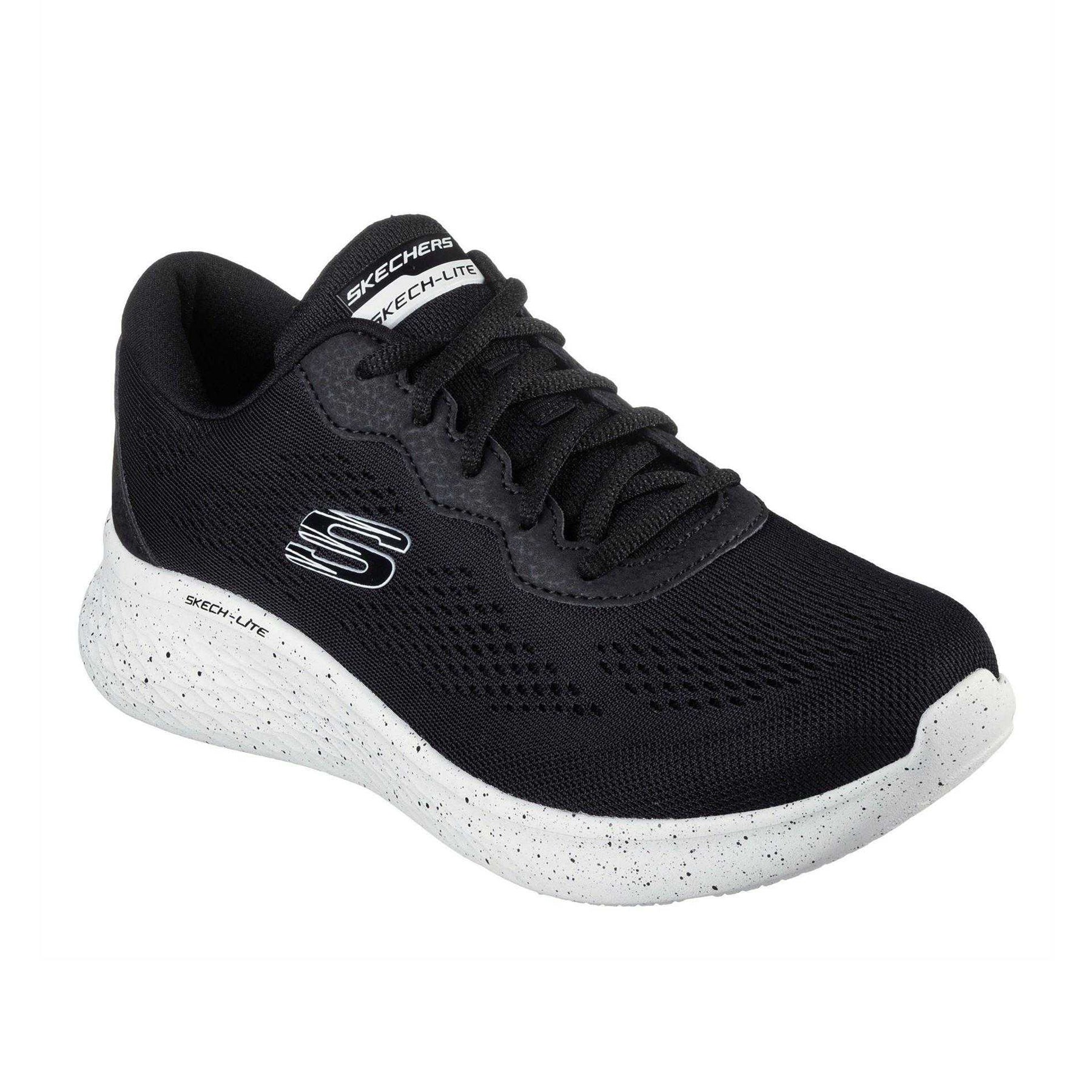 Black-White - Lifestyle - Skechers Womens-Ladies Skech-Lite Pro Mesh Trainers