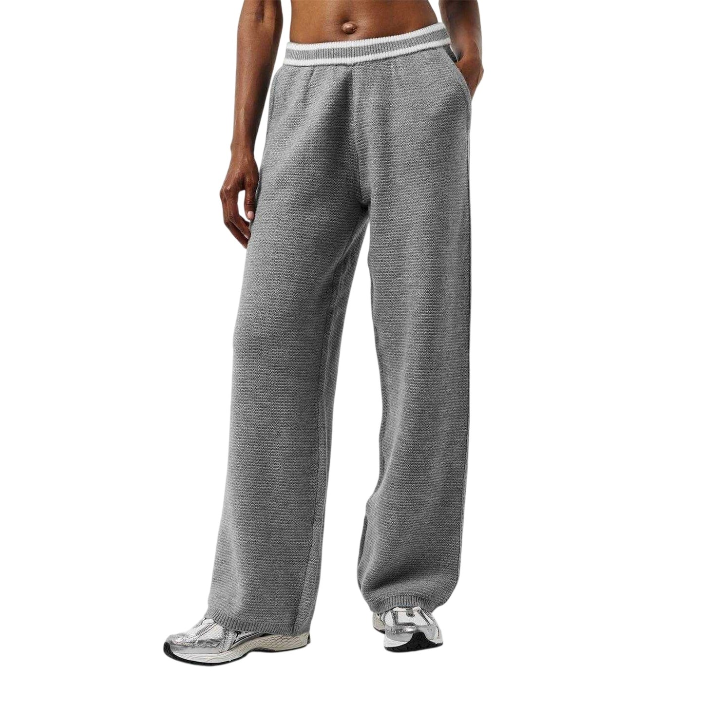 Grey - Lifestyle - The Couture Club Womens-Ladies Knitted Trousers