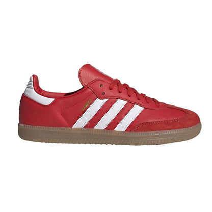 Red-Gum - Front - Adidas Mens Samba Club Juventus FC Leather Trainers