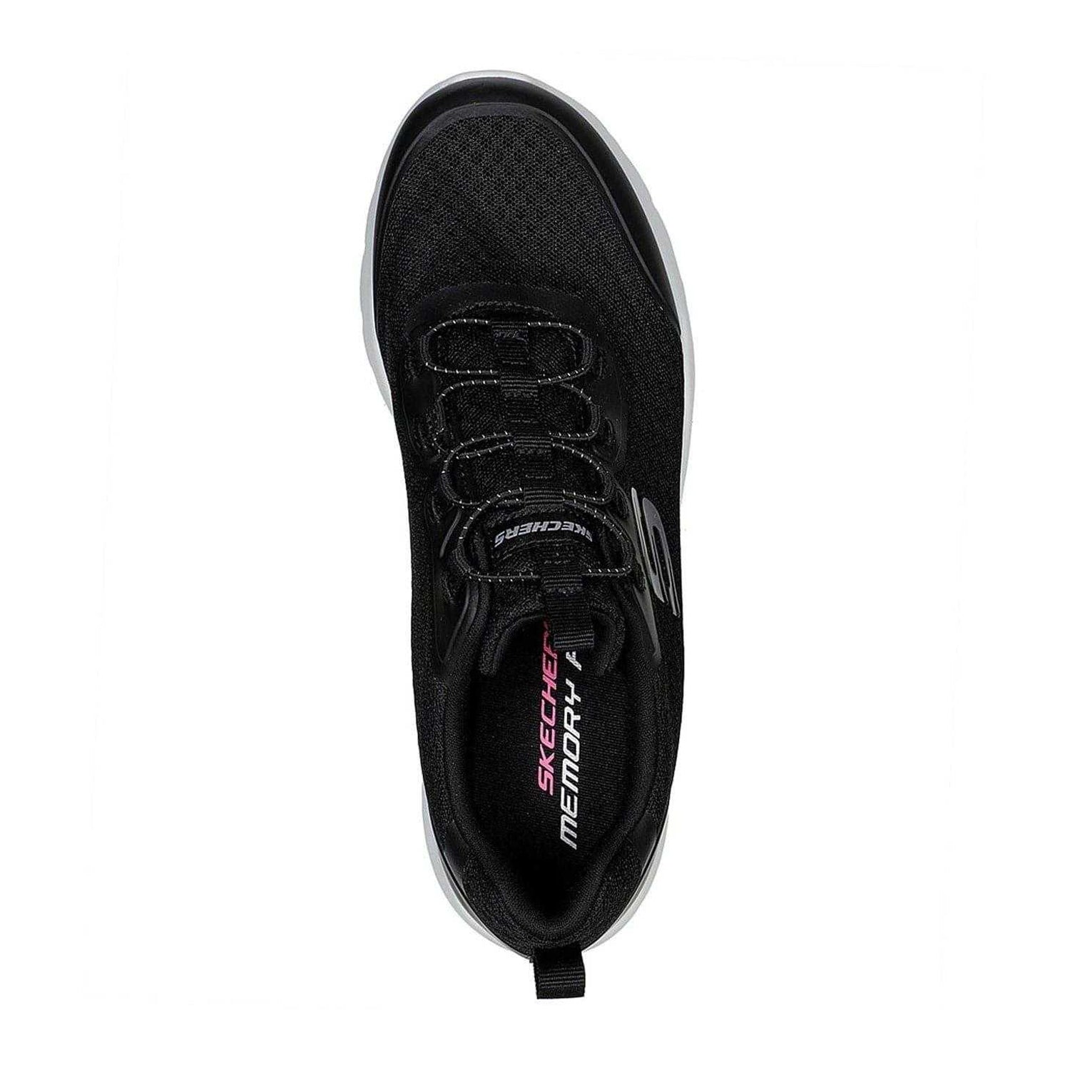 Black-White - Side - Skechers Womens-Ladies Dynamight 2.0 Social Orbit Trainers