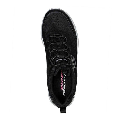 Black-White - Side - Skechers Womens-Ladies Dynamight 2.0 Social Orbit Trainers