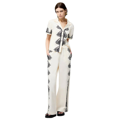 Black - Lifestyle - French Connection Womens-Ladies Floral Pattern Wide Leg Trousers