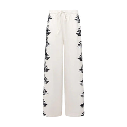 Black - Front - French Connection Womens-Ladies Floral Pattern Wide Leg Trousers