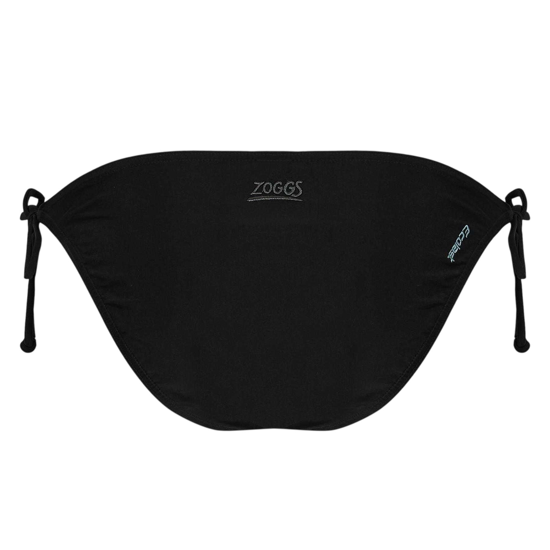 Black - Back - Zoggs Womens-Ladies Side Tie Bikini Bottoms