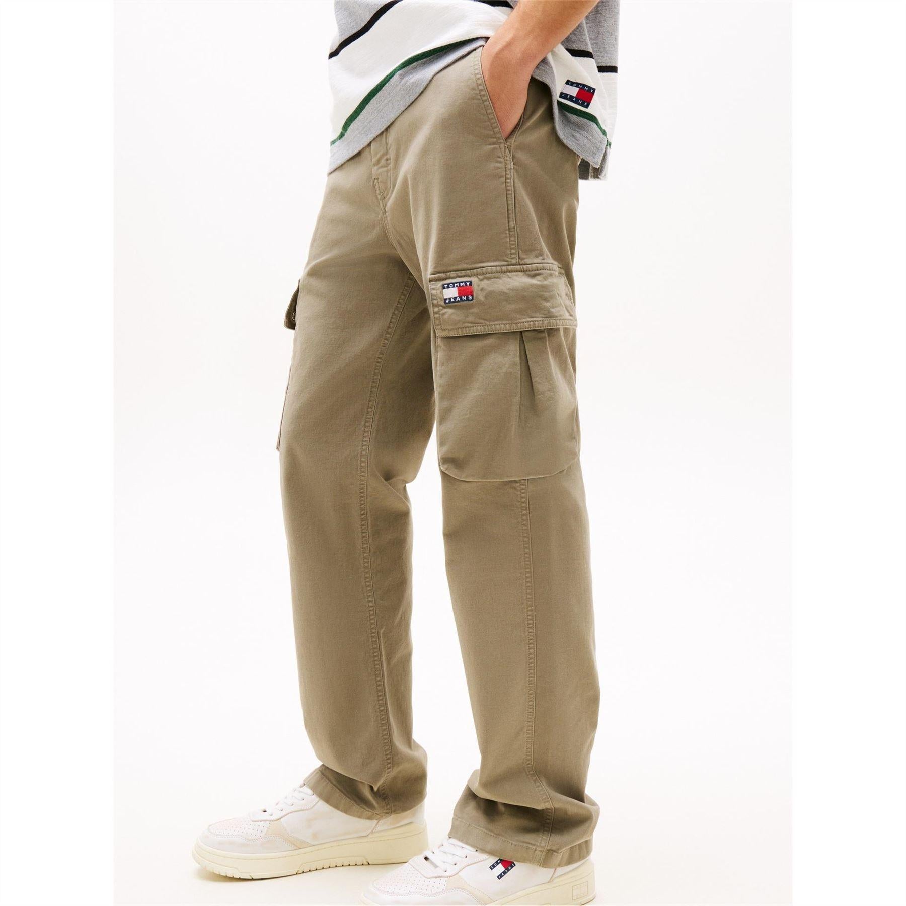 Sage Green - Side - Tommy Jeans Mens Otis Canvas Cargo Trousers