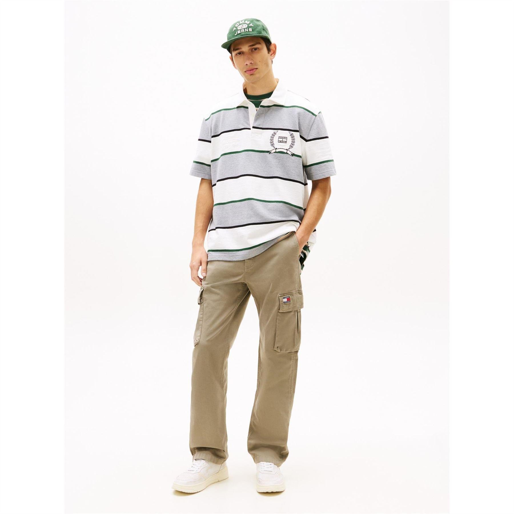 Sage Green - Lifestyle - Tommy Jeans Mens Otis Canvas Cargo Trousers