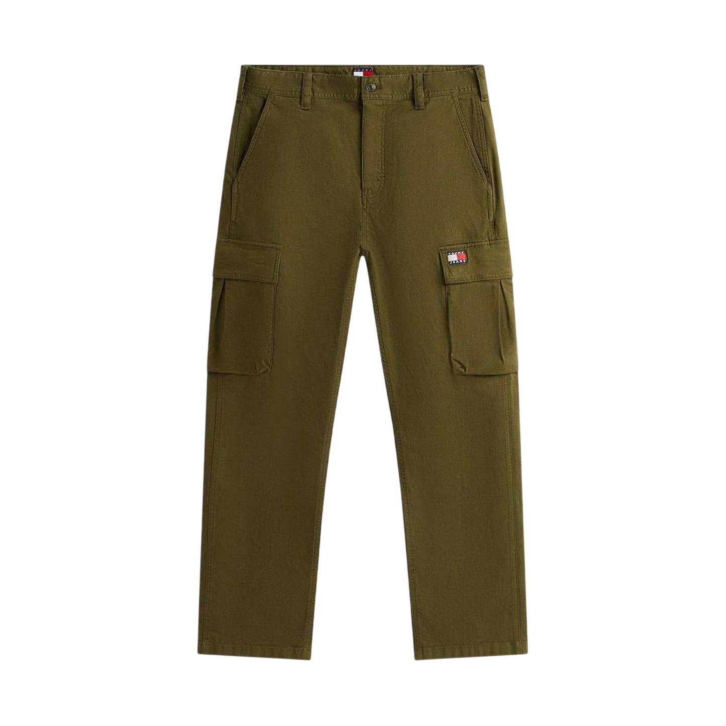 Dark Green - Front - Tommy Jeans Mens Otis Canvas Cargo Trousers
