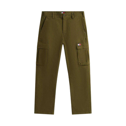 Dark Green - Front - Tommy Jeans Mens Otis Canvas Cargo Trousers