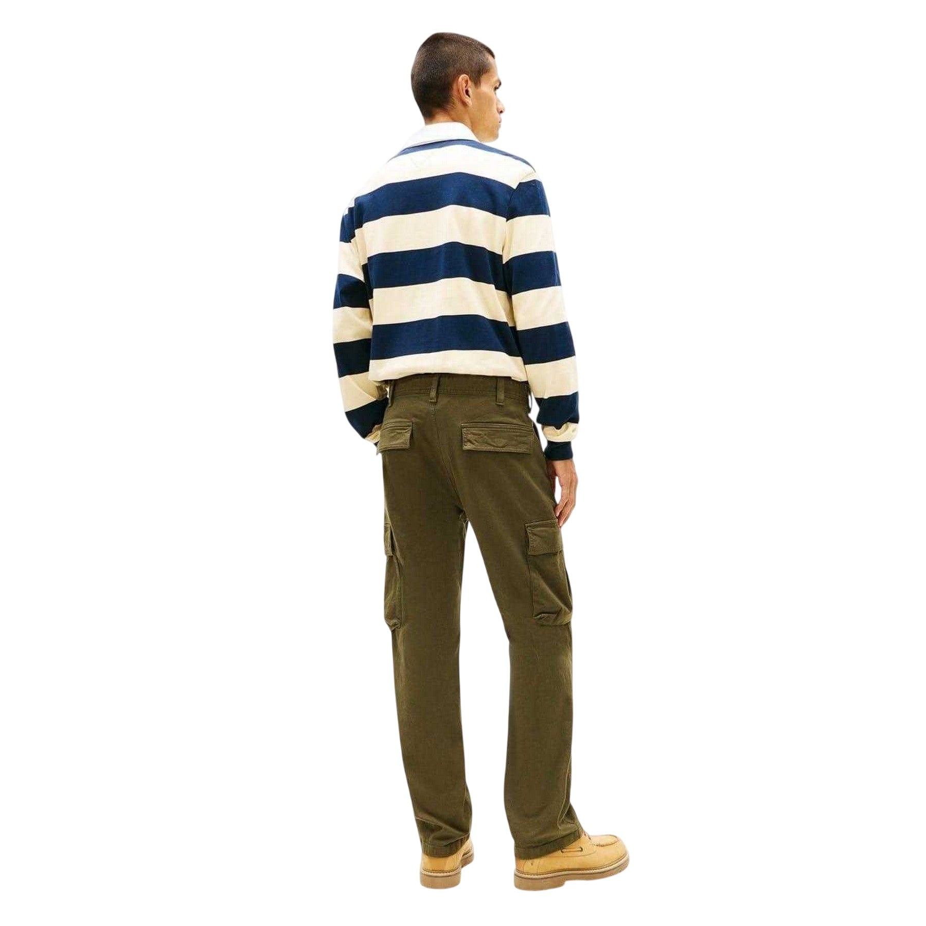 Dark Green - Back - Tommy Jeans Mens Otis Canvas Cargo Trousers