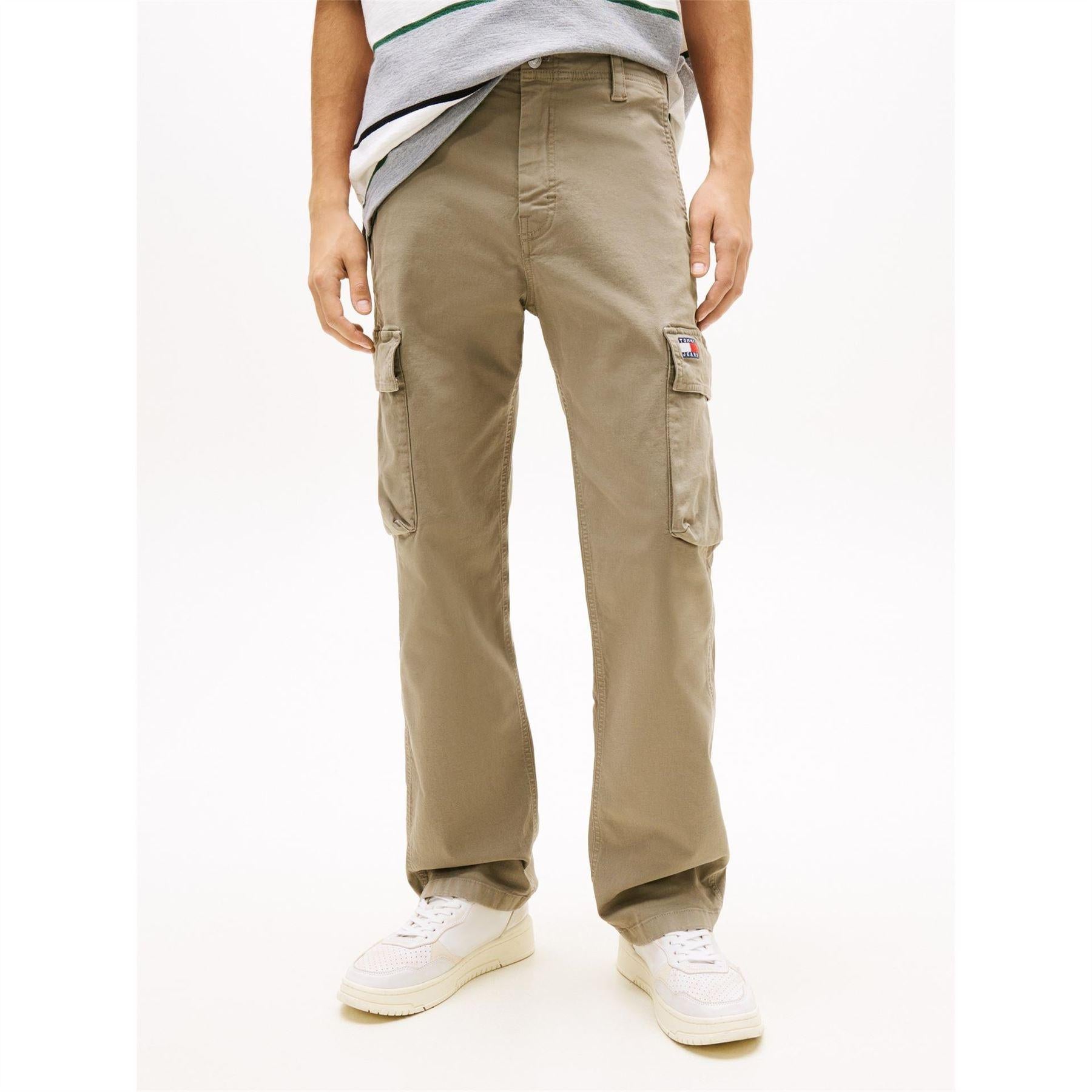 Sage Green - Back - Tommy Jeans Mens Otis Canvas Cargo Trousers