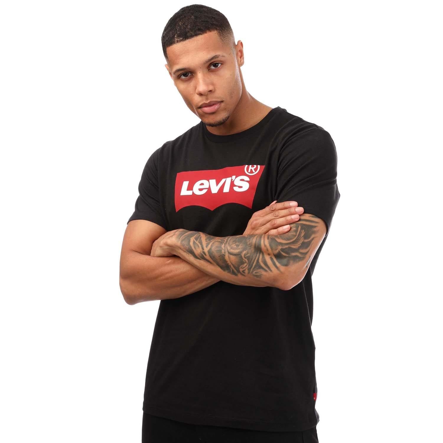 Black - Front - Levis Mens Graphic Set-in T-Shirt