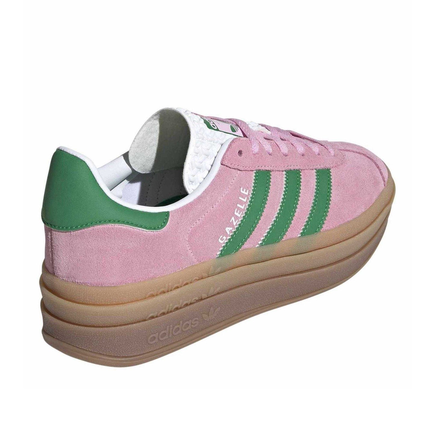 Pink-Green - Back - Adidas Womens-Ladies Gazelle Platform Suede Trainers