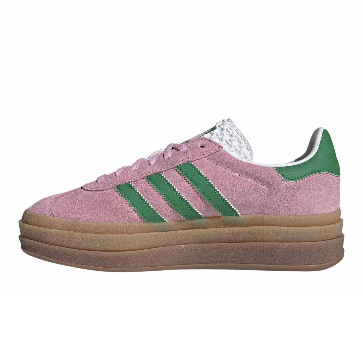 Pink-Green - Side - Adidas Womens-Ladies Gazelle Platform Suede Trainers