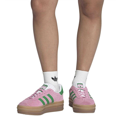 Pink-Green - Lifestyle - Adidas Womens-Ladies Gazelle Platform Suede Trainers