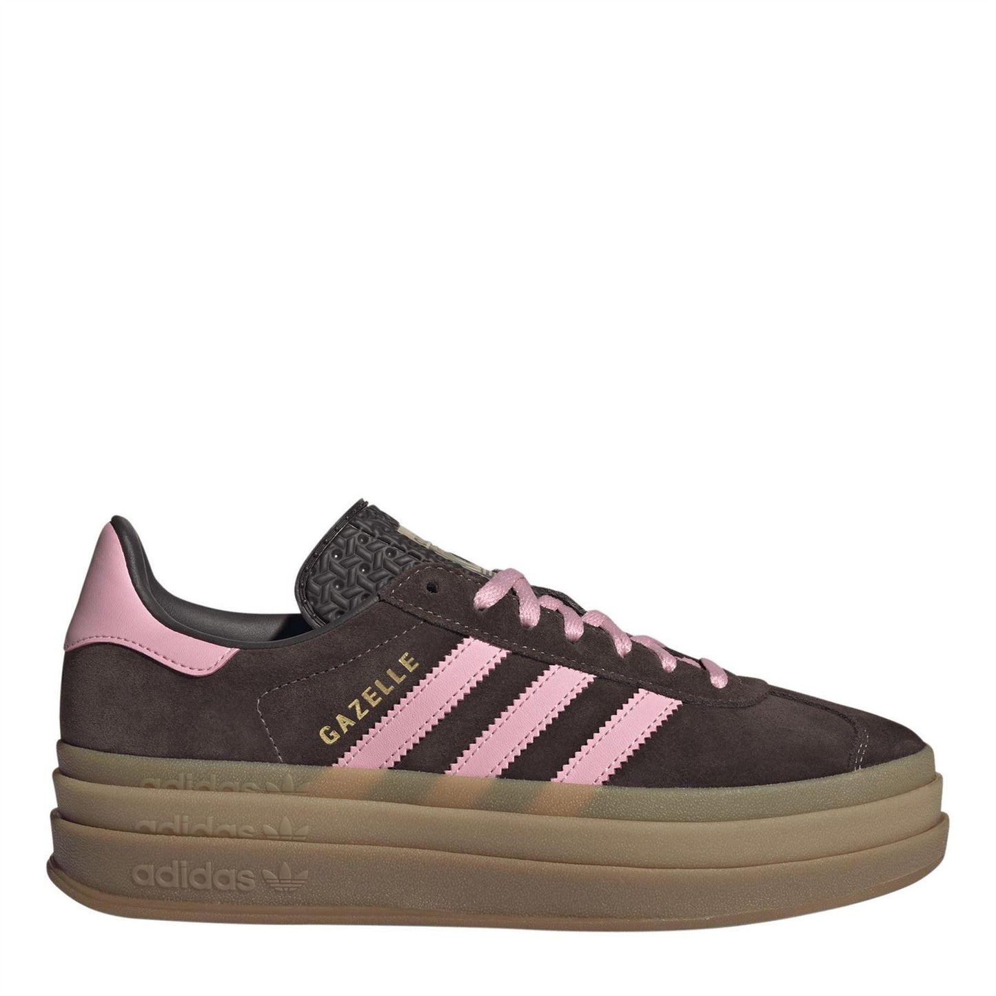 Brown-Pink - Front - Adidas Womens-Ladies Gazelle Platform Suede Trainers