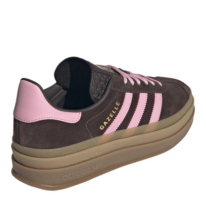 Brown-Pink - Lifestyle - Adidas Womens-Ladies Gazelle Platform Suede Trainers