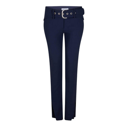 Cobalt Blue - Front - Off White Womens-Ladies Regular Trousers