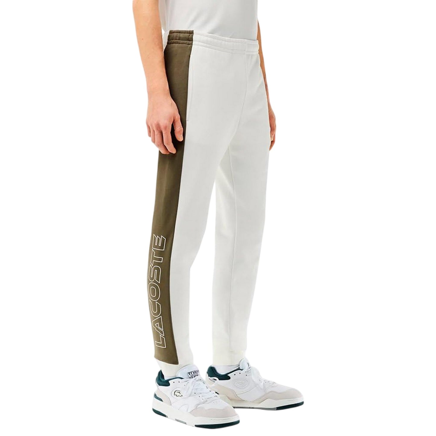 Cream - Side - Lacoste Mens Colour Block Sweatpants