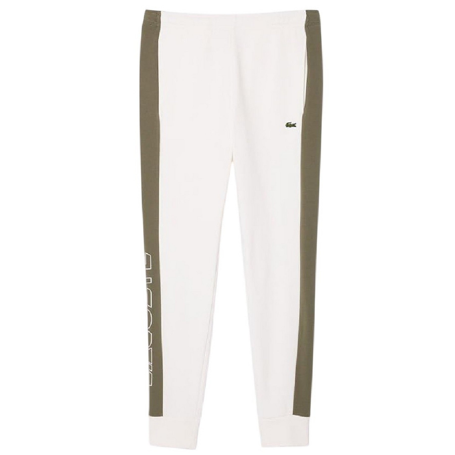 Cream - Front - Lacoste Mens Colour Block Sweatpants