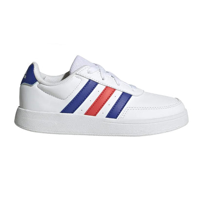 White-Blue-Red - Front - Adidas Childrens-Kids Breaknet 2.0 Synthetic Leather Trainers