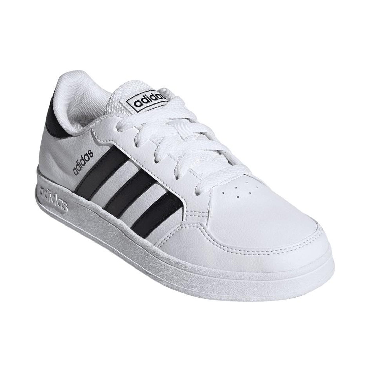 White-Black - Front - Adidas Childrens-Kids Breaknet 2.0 Synthetic Leather Trainers