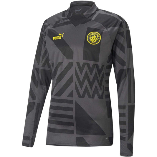 Black-Sun - Front - Manchester City FC Mens Warm Up Drill Top