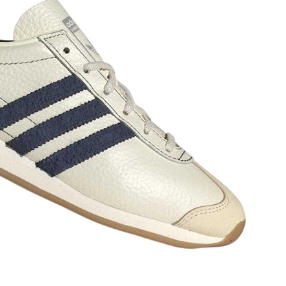 Beige-Navy - Side - Adidas Womens-Ladies OG Leather Trainers