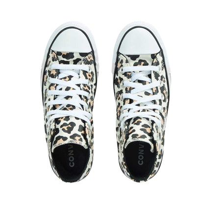 Leopard - Side - Converse Womens-Ladies Classic Hi Leopard Print Flat High Top Trainers