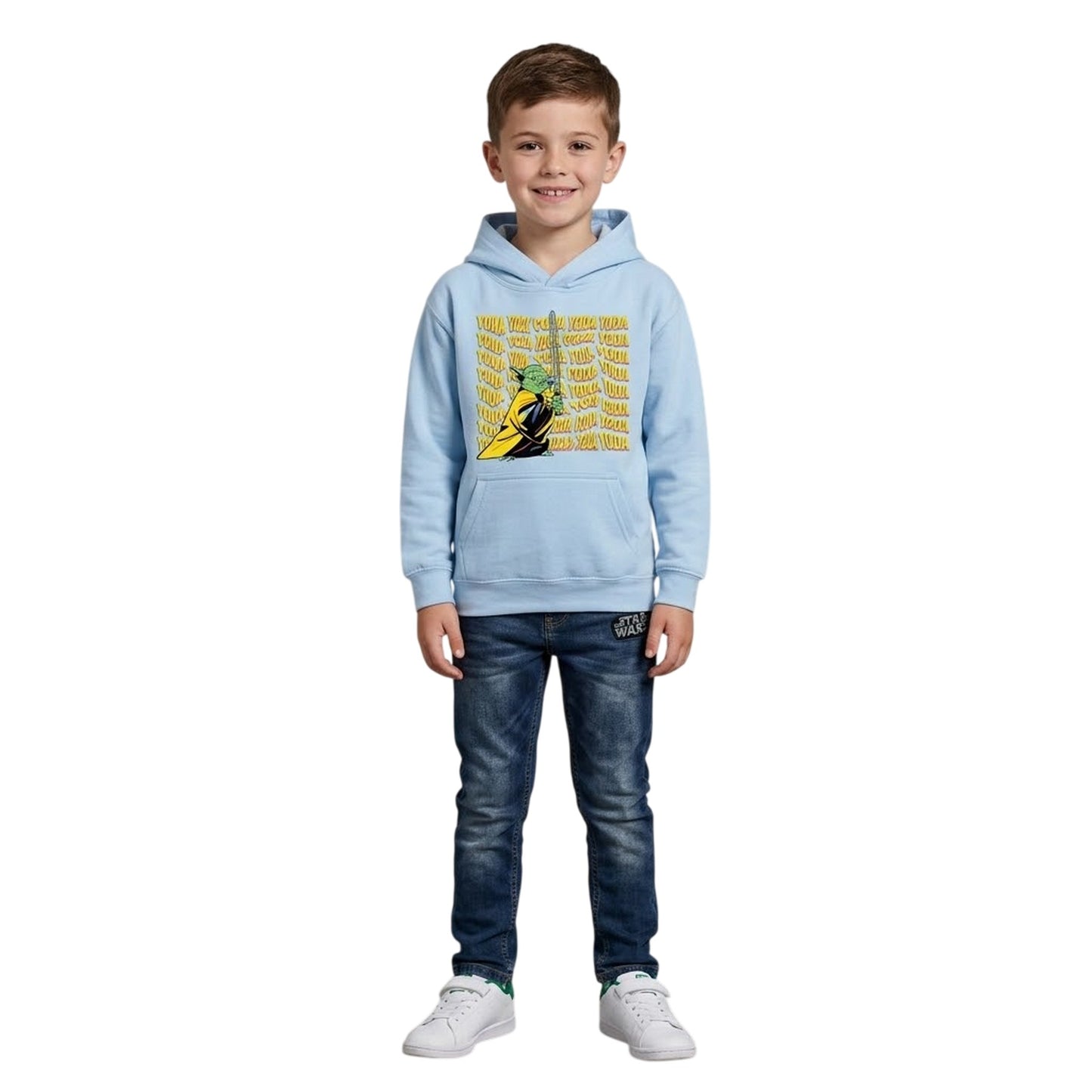 Blue - Side - Star Wars Childrens-Kids Yoda Hoodie
