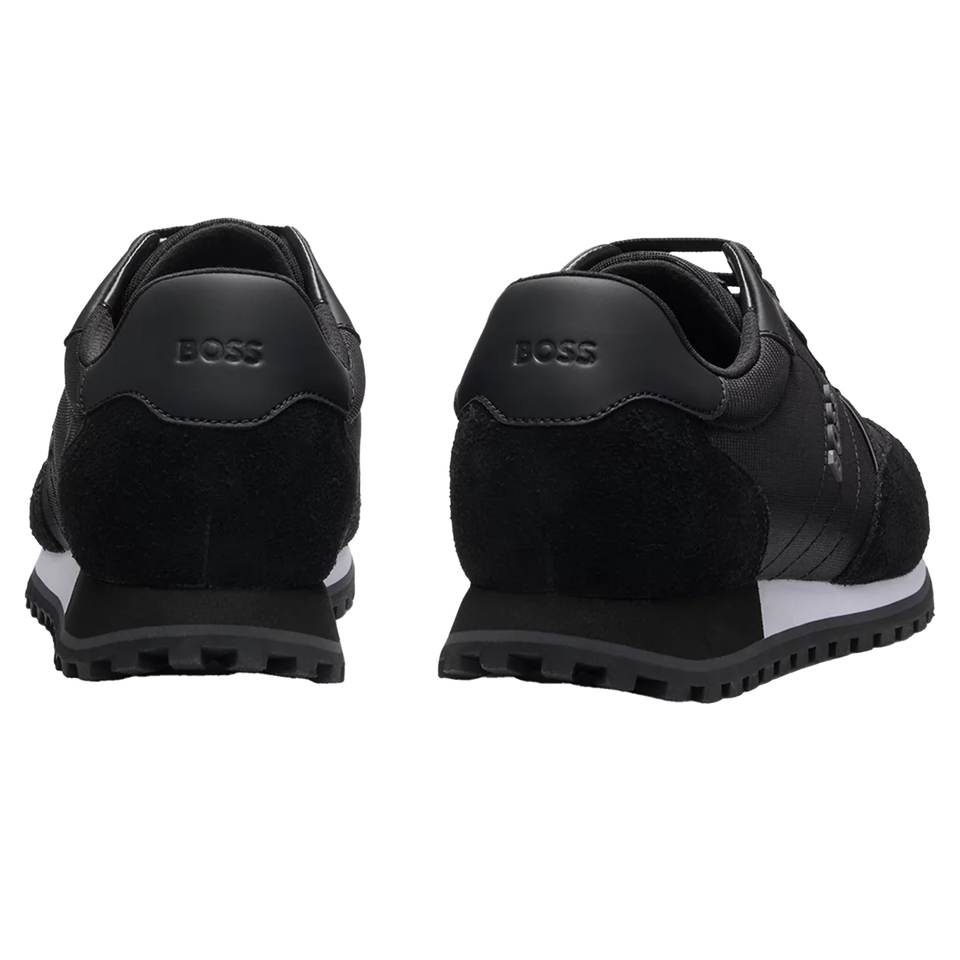Black-White - Back - Boss Mens Parkour Leather Running Shoes