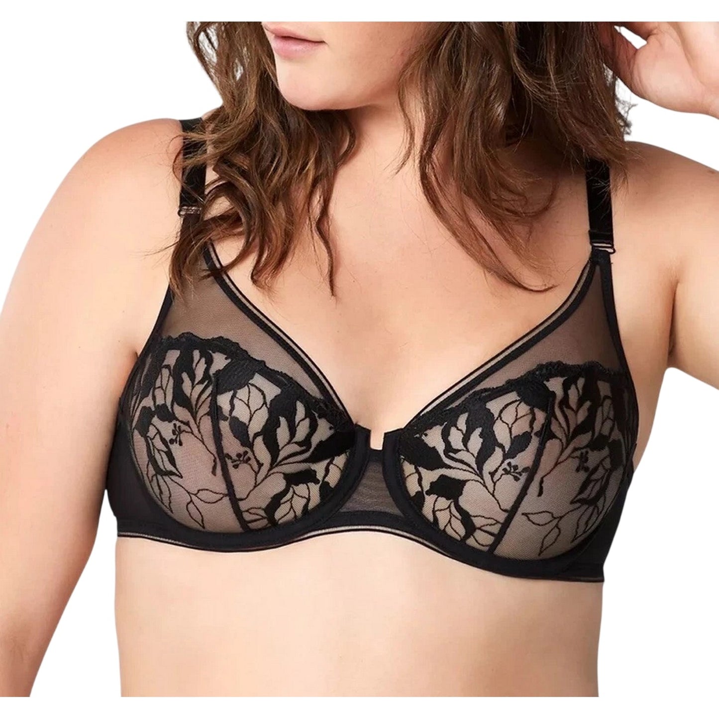 Black - Side - Maison Womens-Ladies Sin Underwired Bra