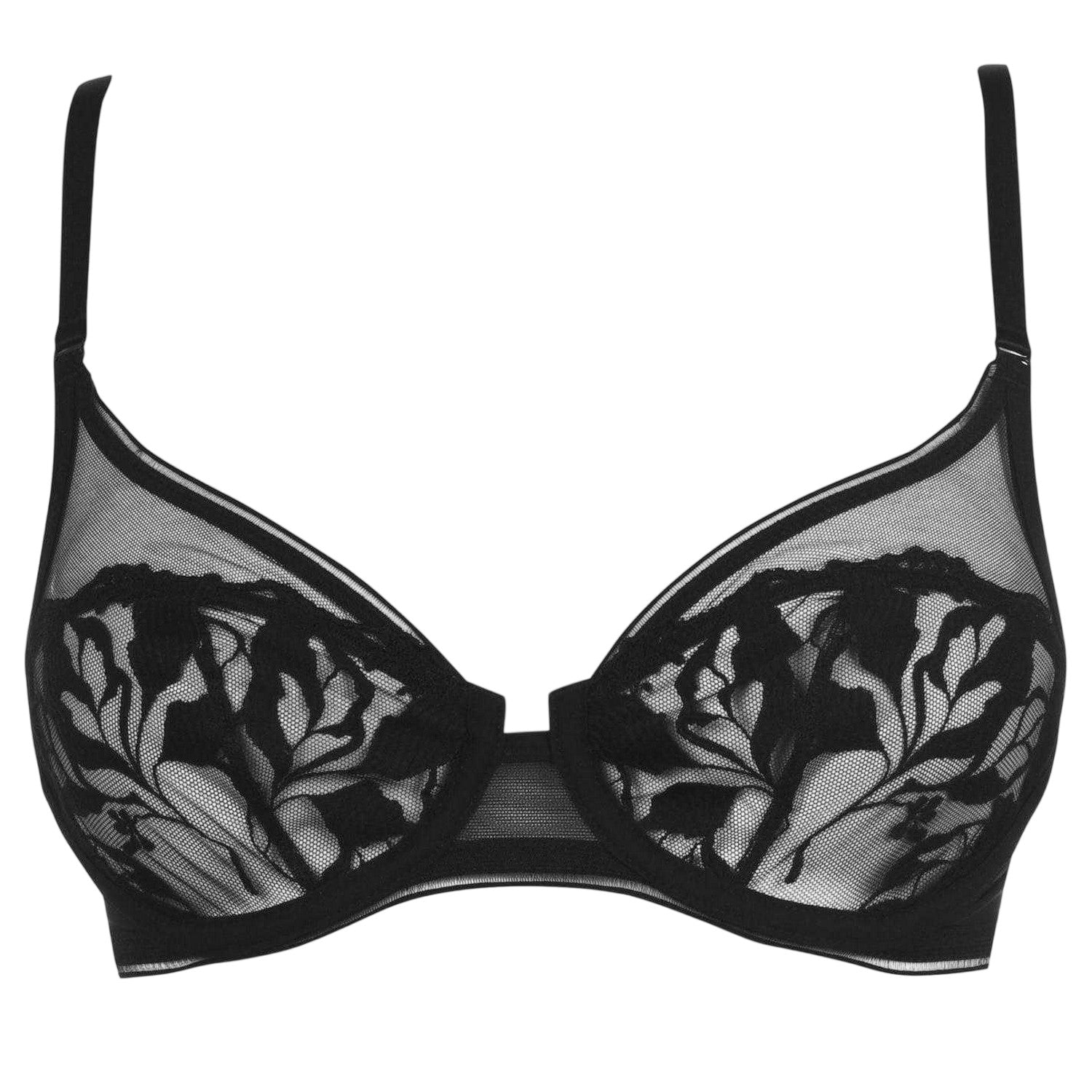 Black - Front - Maison Womens-Ladies Sin Underwired Bra