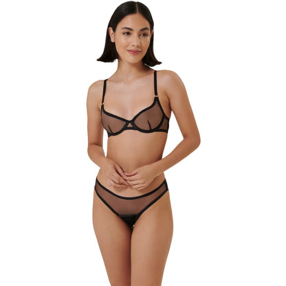 Black - Side - Bluebella Womens-Ladies Mesh Bra